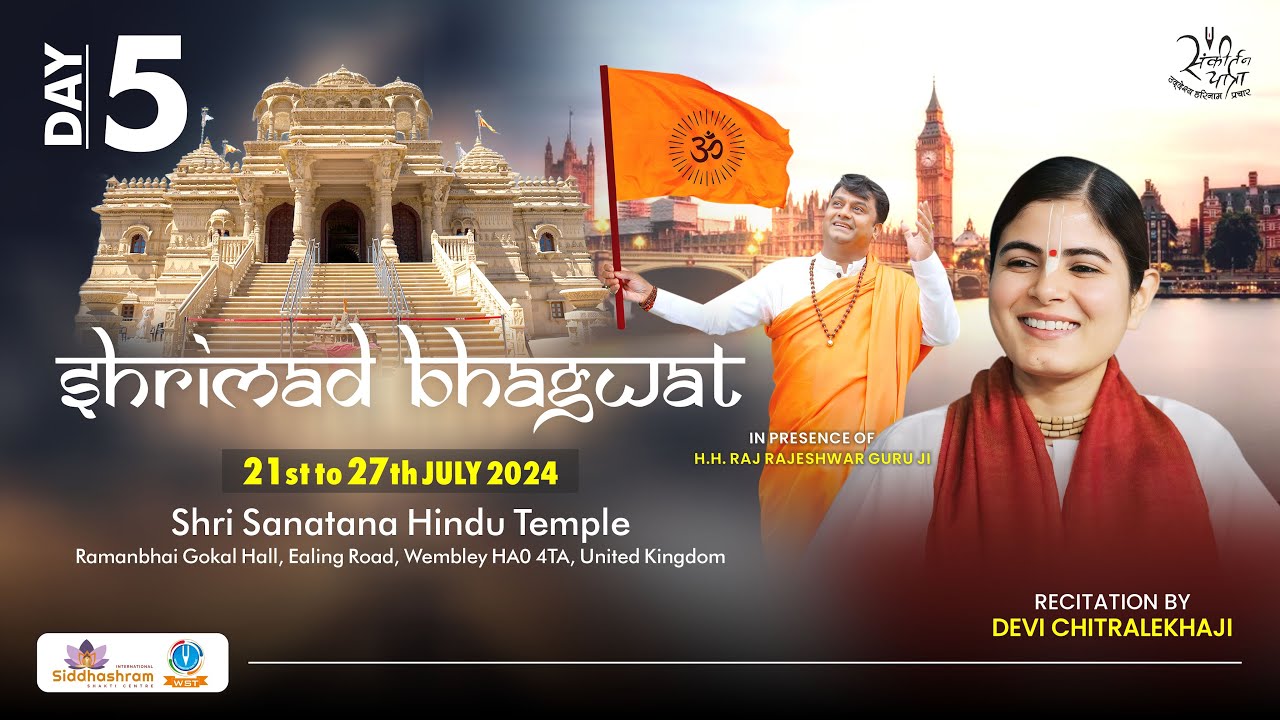 Day 5 Shrimad Bhagwat Katha | Sankirtan Yatra UK | Sanatan Hindu Mandir Wembley