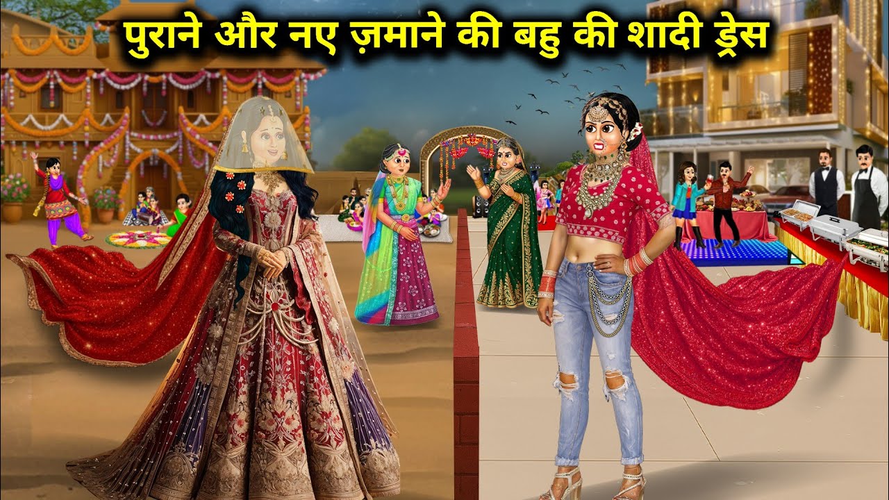 पुराने और नए जमाने की बहू की शादीड्रेस || Cartoon Videos || Saas Bahu ki Ghar Gharsthi ||