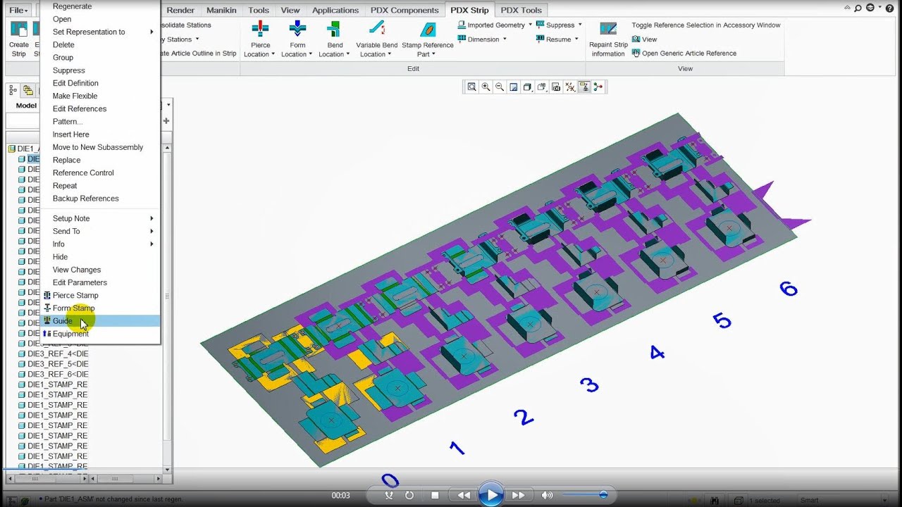 khuôn dập liên hoàn nâng cao trên Creo -Die design multi parts in Creo