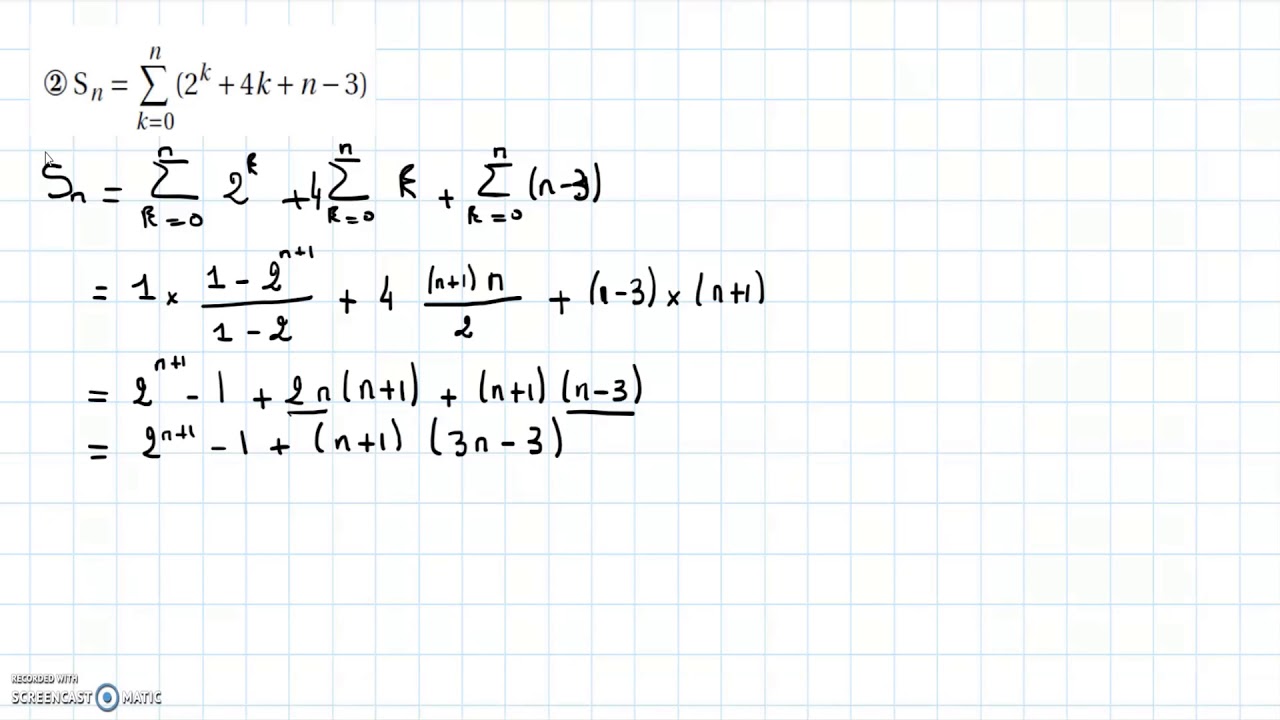 TD6 Sommes et Produits Exercice 2 / Calcul de sommes