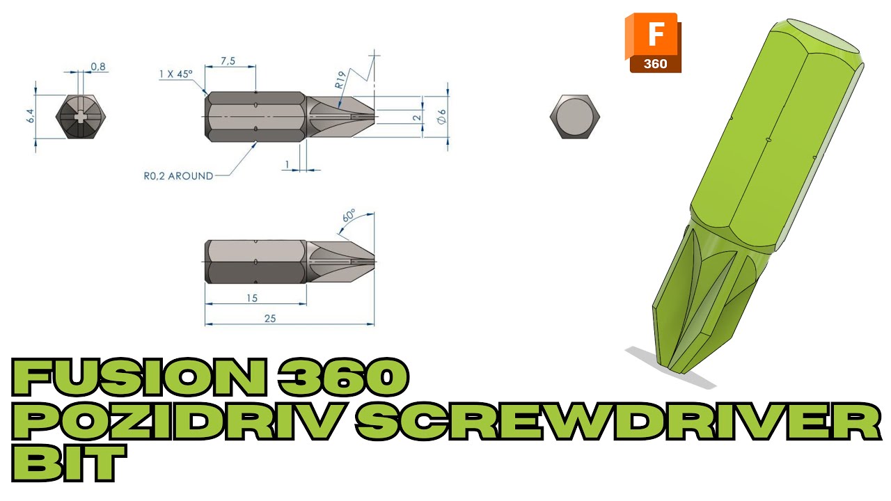 Fusion 360 - Pozidriv screwdriver bit - Difficoltà media