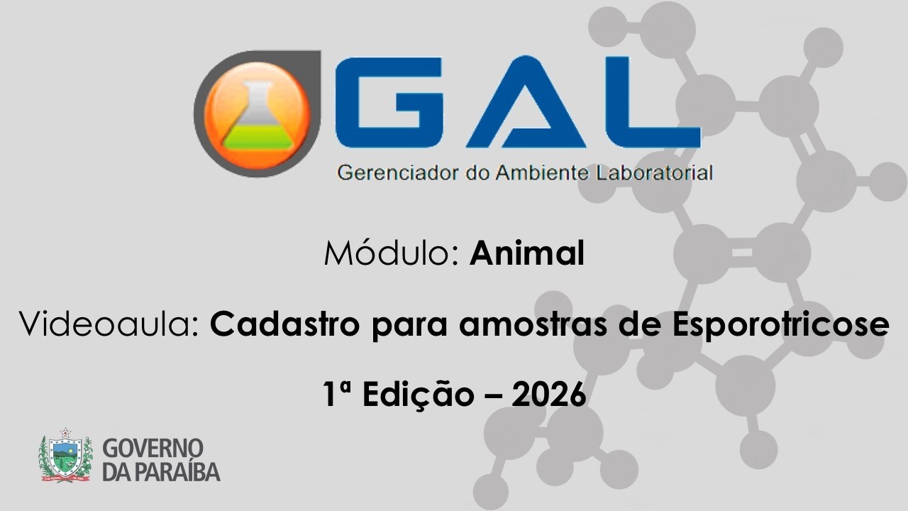 Treinamento GAL ANIMAL - Cadastro de solicitação para Esporotricose
