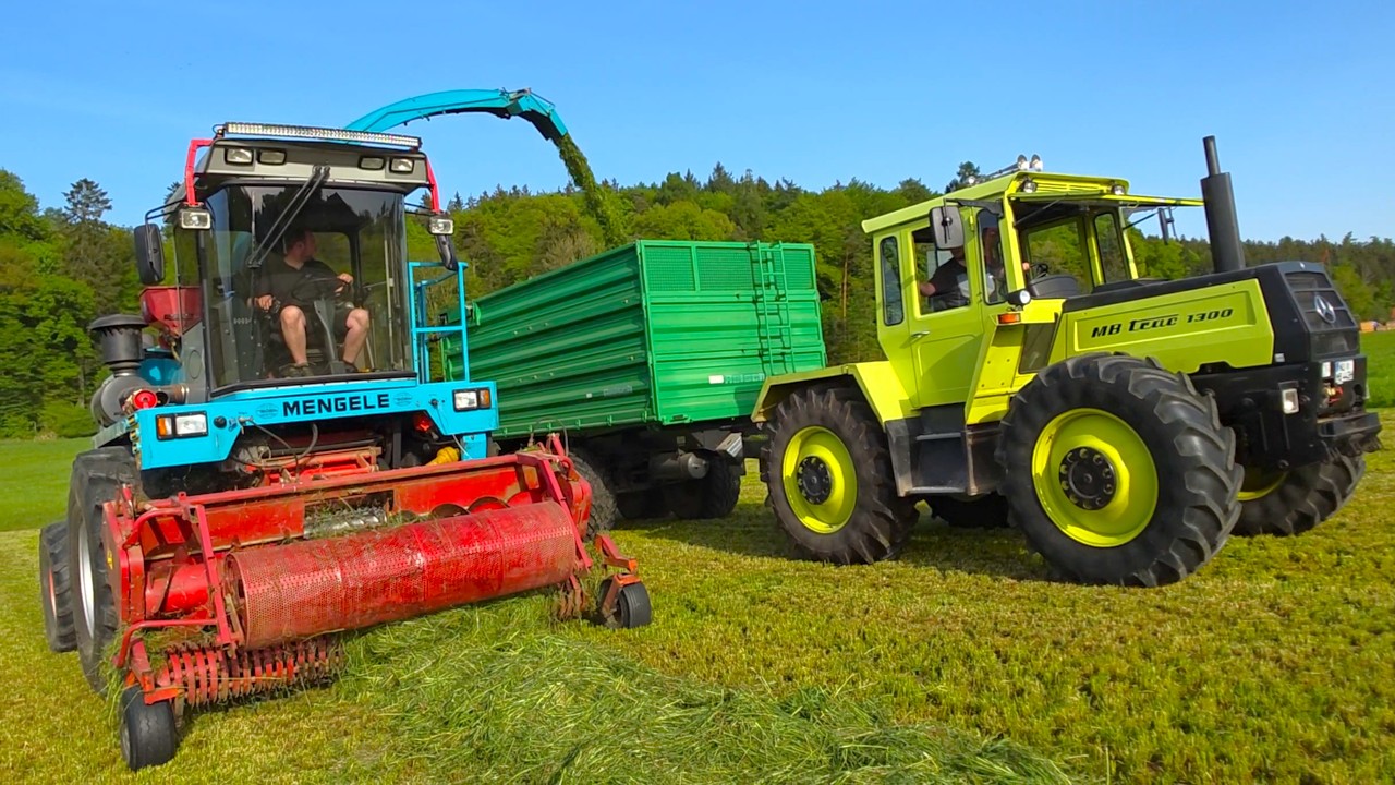 Mengele Mammut 6300 und MB trac 1300 die Oldtimer Profis beim Gras häckseln!