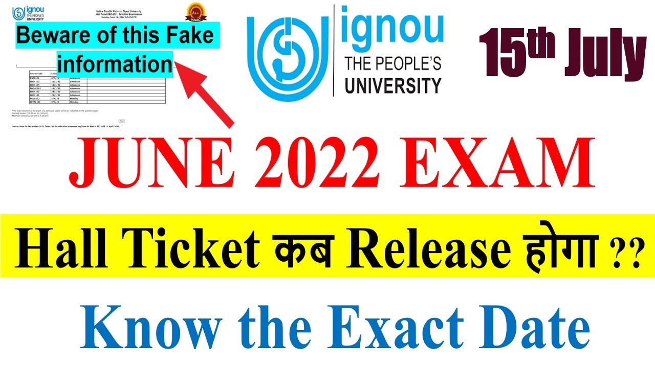 IGNOU June 2022 Exam Hall Ticket/Admit Card कब Release होगा ?? Know the Exact Date