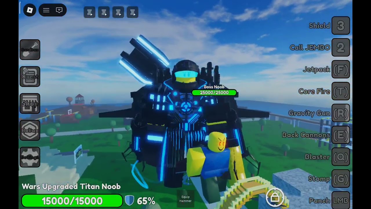 Full showcase on wars upgraded titan noob in noob experiment Battlefront ( Roblox )!