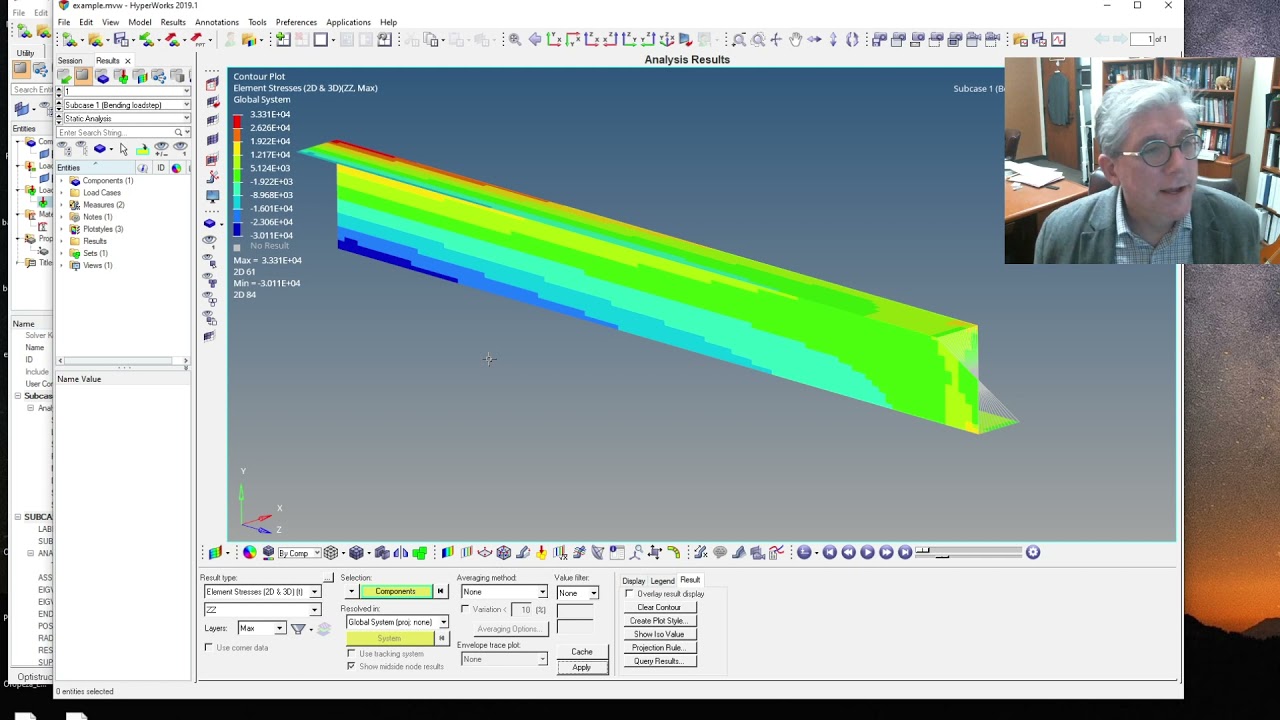 Viewing results of the zee-section beam in Hyperview