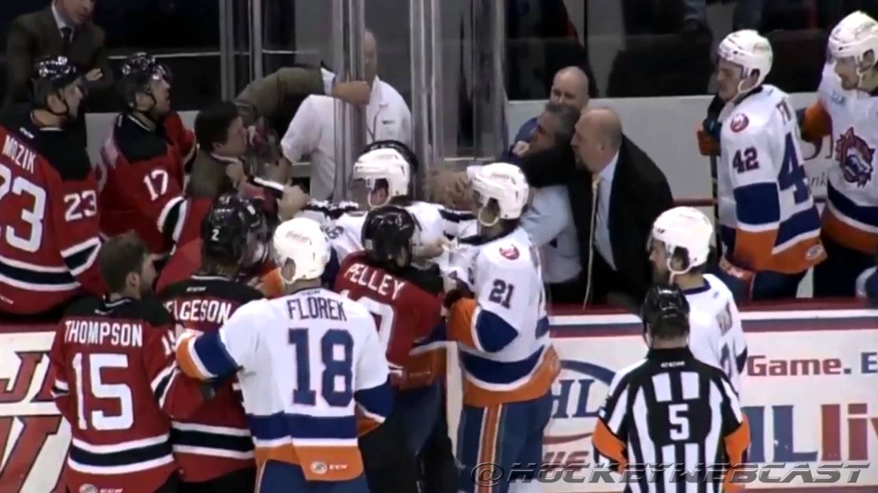 Bridgeport Sound Tigers vs Albany Devils - LINE BRAWL - AHL - April 16, 2016 (HD)