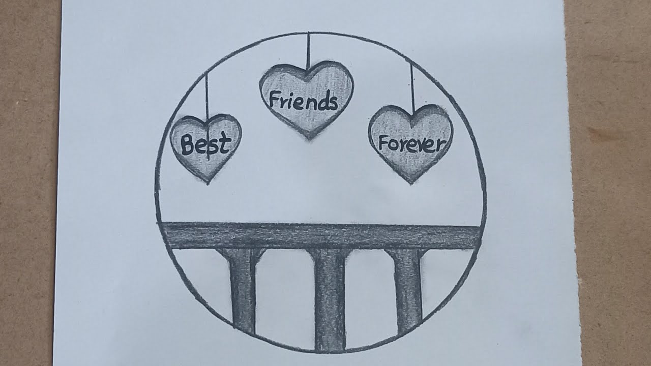 how to draw best friends drawing | circle drawing | pencil drawing | easy drawing #bff #easydrawing