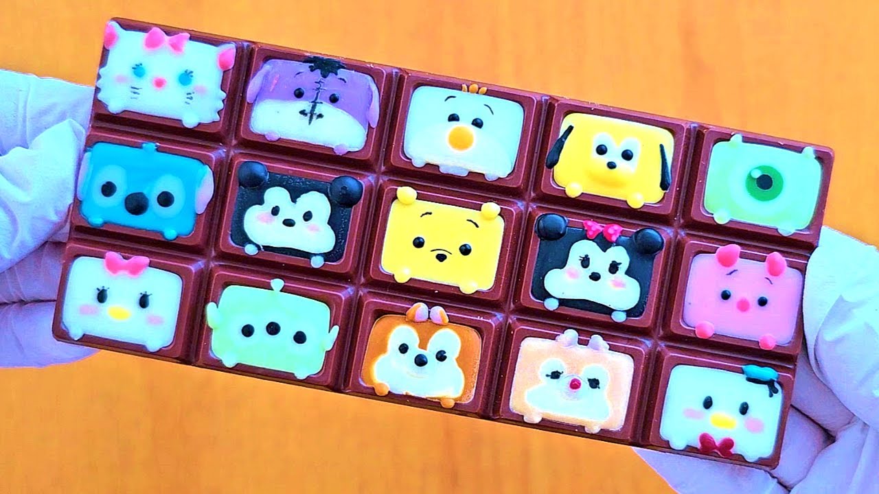 ツムツムの仲間たちを板チョコに詰め込んでみたよ