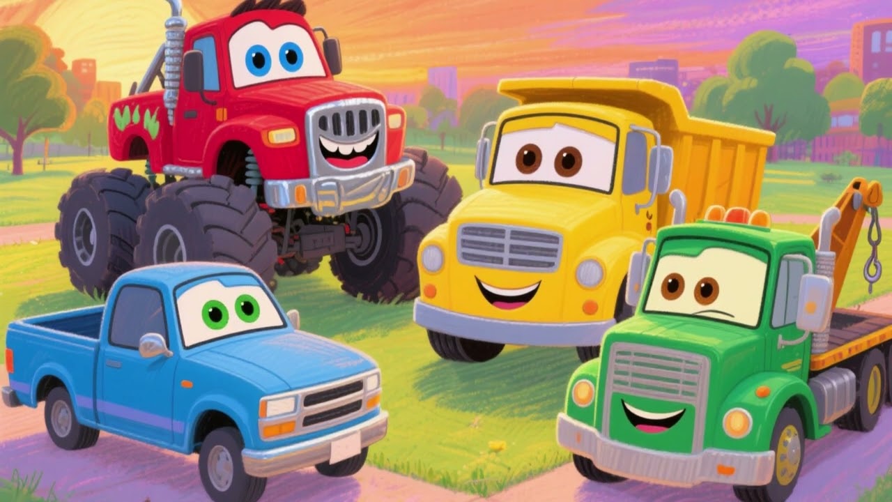 Big Wheels Truck Song 🚛  Jumping Trucks & Fun Ride  Kids Nursery Rhymes