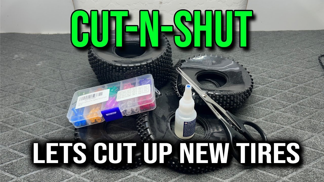 Cutting up brand new RC tires. CUT-N-SHUT