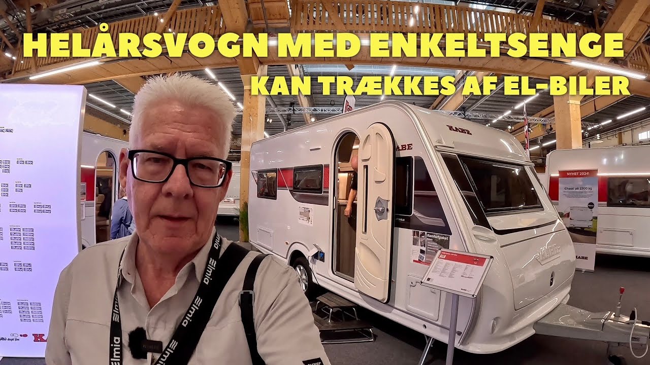 Helårsvogn med enkeltsenge - Til el-biler (køreklar vægt ca. 1280 kg)