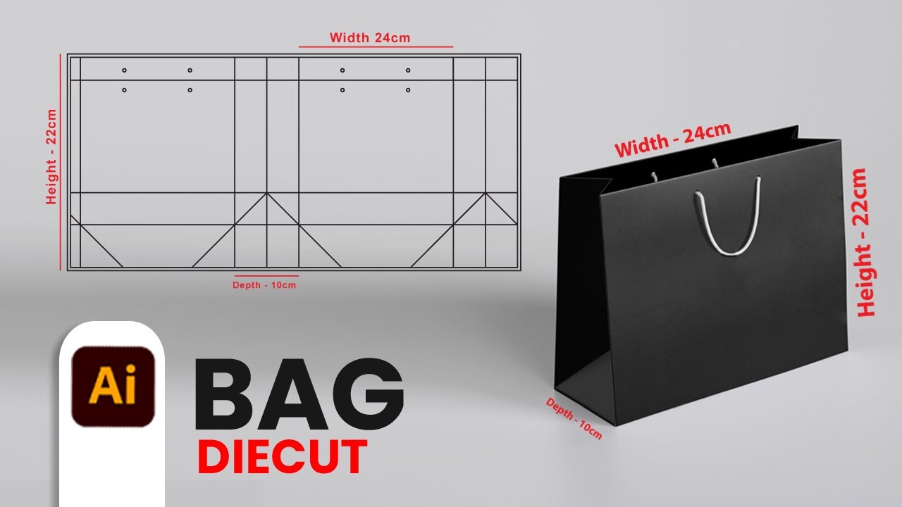Bag deicut Design in illustrator | Packaging Bag Deicut & Dieline