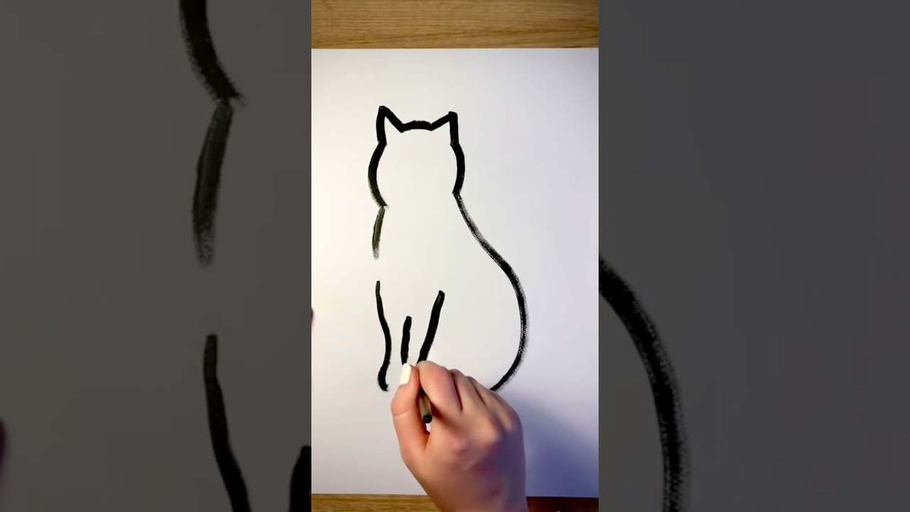 Einfach & schnell eine Katze malen - mit schwarzer Acrylfarbe