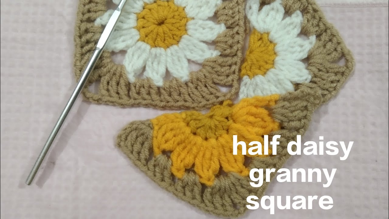 Half daisy granny square 