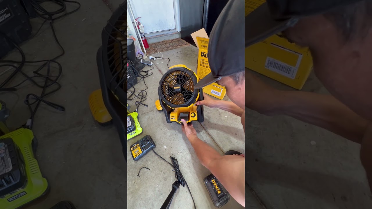 Testing dewalt cordless fan using 20v battery with 2.0AH 🔋🪫❤️😎  #shortsfeed #dewalt #battery#fan