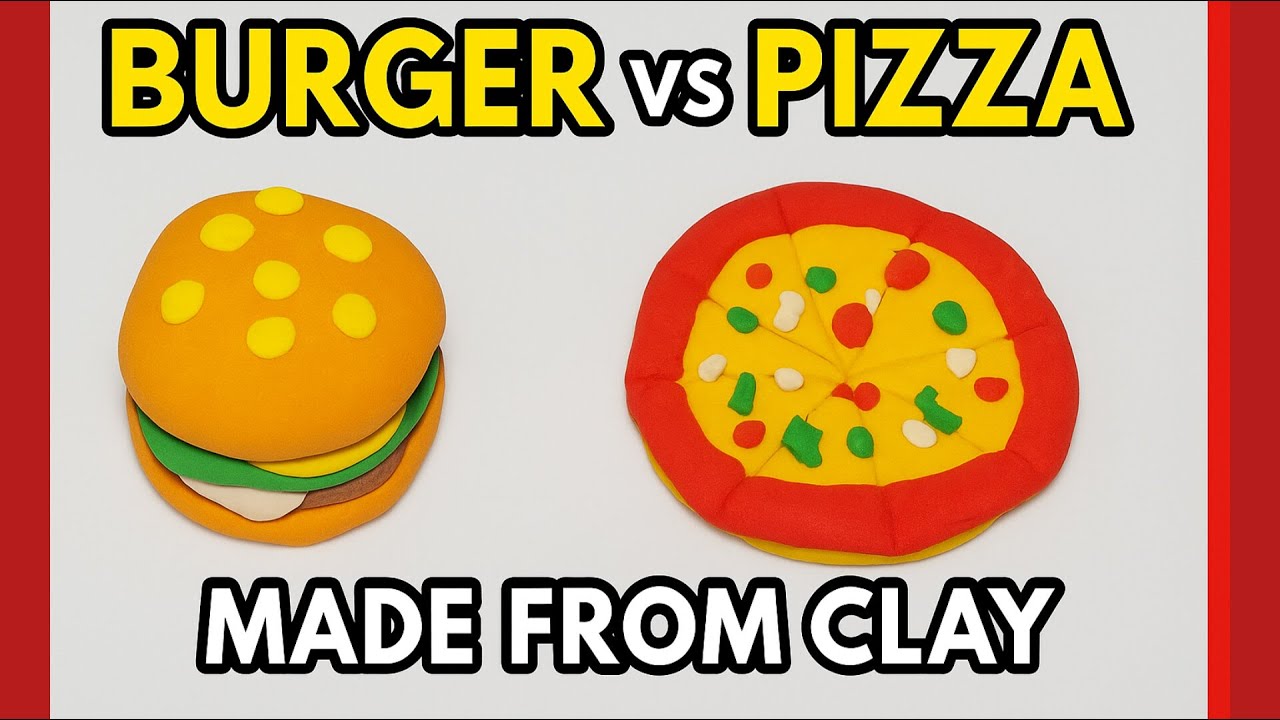 I made burger and pizza using clay 😱🫣