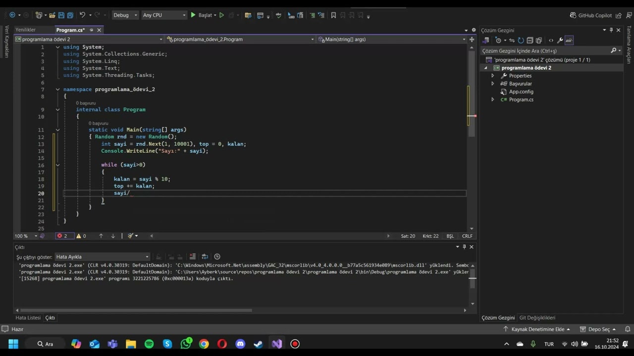 C# Programlama Temelleri Ödevi | 2