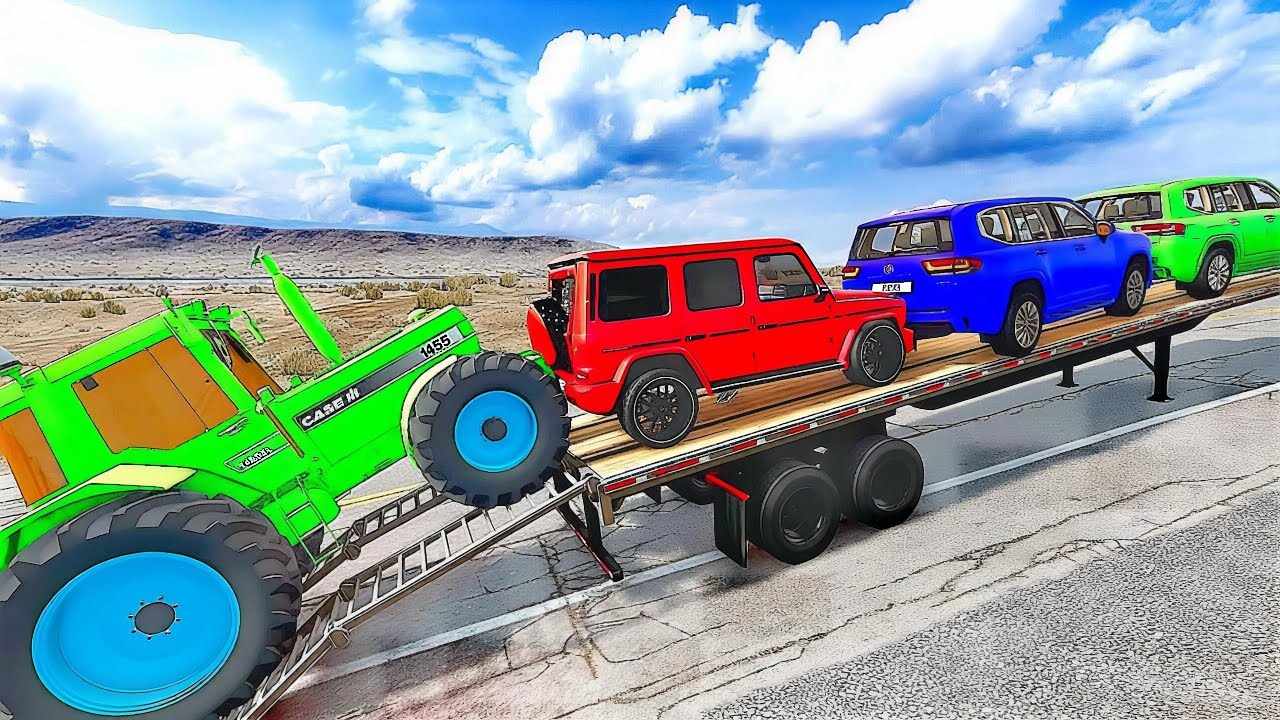 Flatbed Truck McQueen | Transportation with Truck - Pothole vs Car # | BeamNG.Drive Gameplay