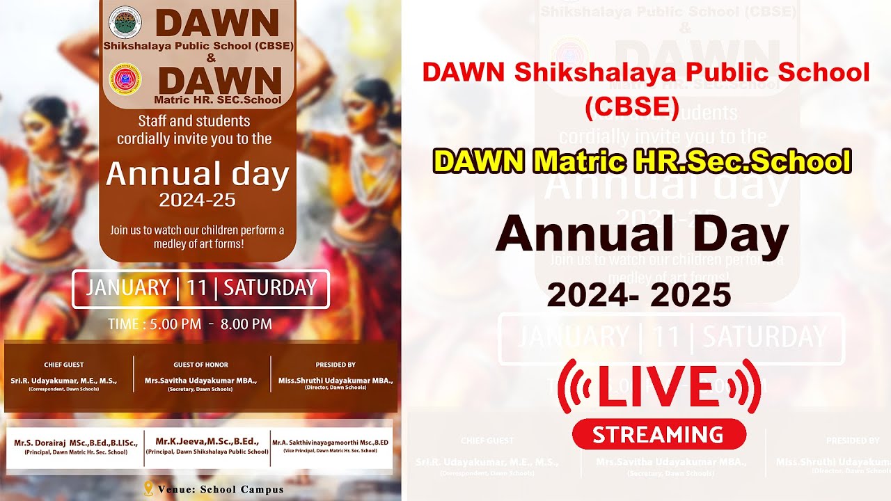 DAWN Shikshalaya Public School  Annual Day - 2025  Live  #live |Dawn cbse Dharmapuri Annual day