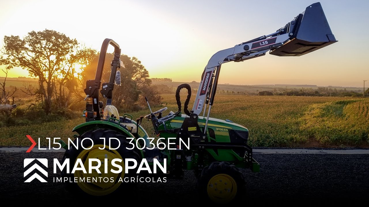 CARREGADOR FRONTAL L15 NO TRATOR JOHN DEERE 3036EN | MARISPAN