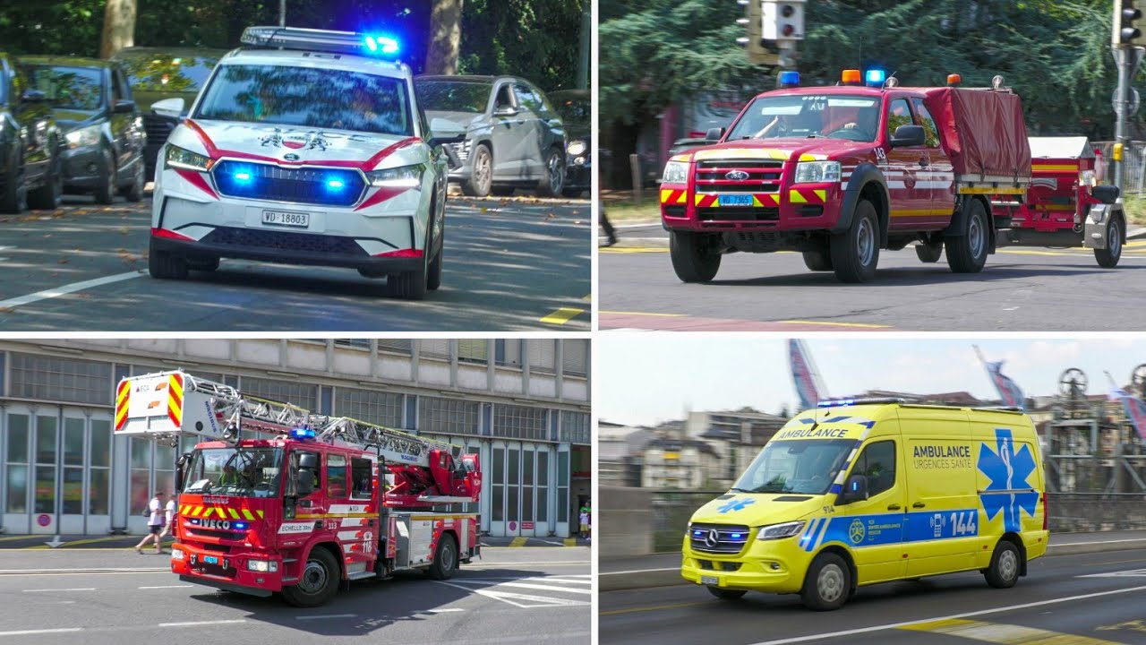 [Lausanne🇨🇭] Einsatzfahrten Feuerwehr, Rettungsdienst & Polizei 