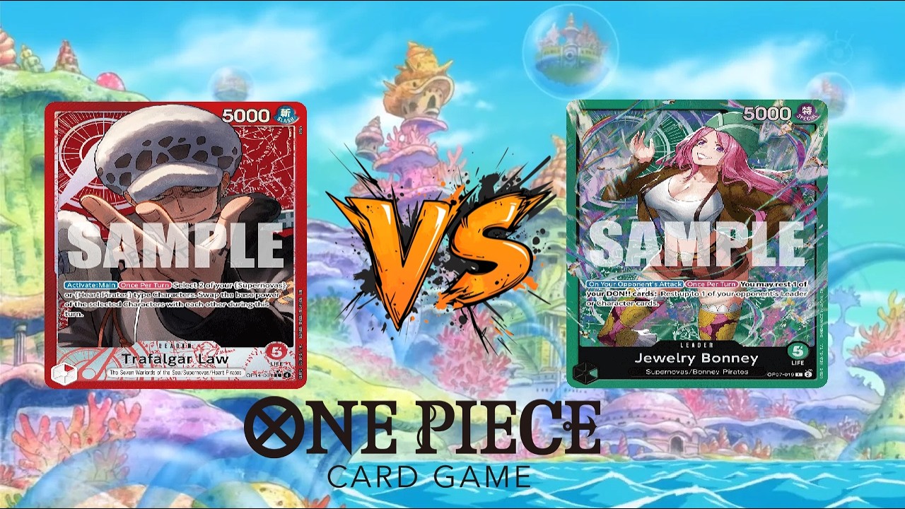 OP14 LOCALS GAMEPLAY ROUND 1 - RED TRAFALGAR LAW VS GREEN JEWELLERY BONNEY