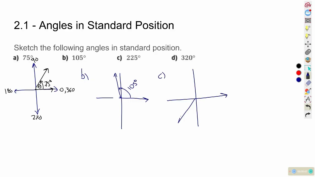 Math 20-1 - Trigonometry Lesson 1 - Angles in Standard Position