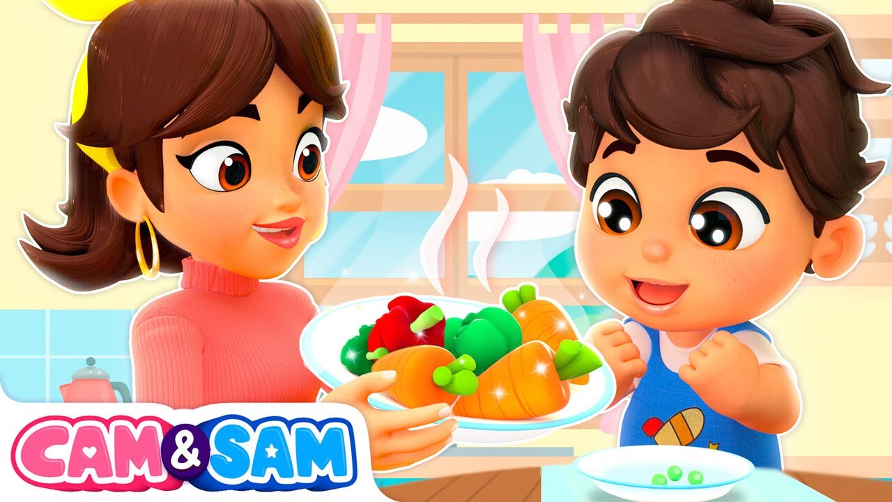 Canción para la Hora de Comer 🥗 Buenos Modales y Hábitos Saludables | Cam & Sam Canciones