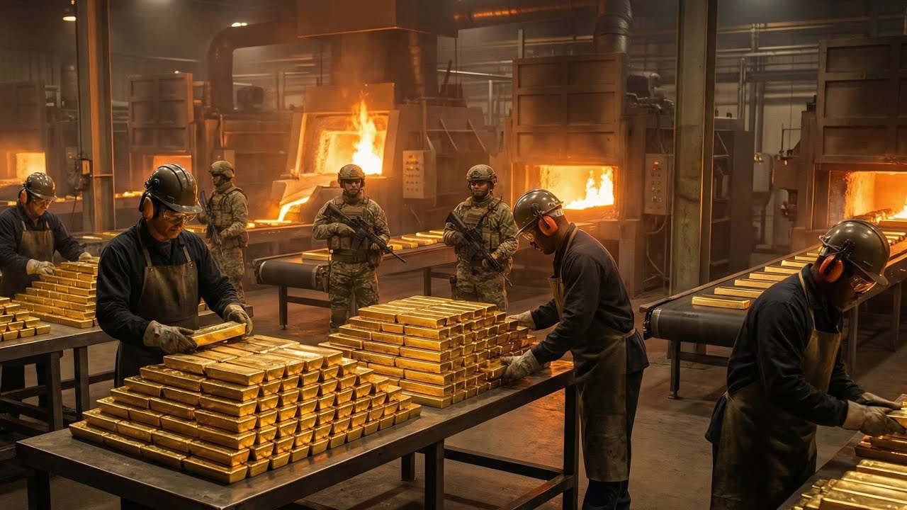 Inside High-Security Gold 🪙 Factory | From Mine to Pure Gold Plates | Real Process#factory #gold 