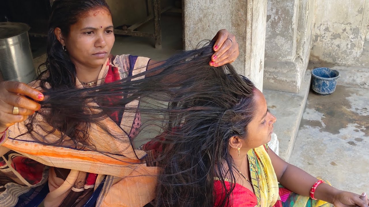 Long Hair 300ml Heavy Oiling  by bhabhi 💇Desi Haircut Vlog Haircut Vlog Indian Woman Headshave Vlog