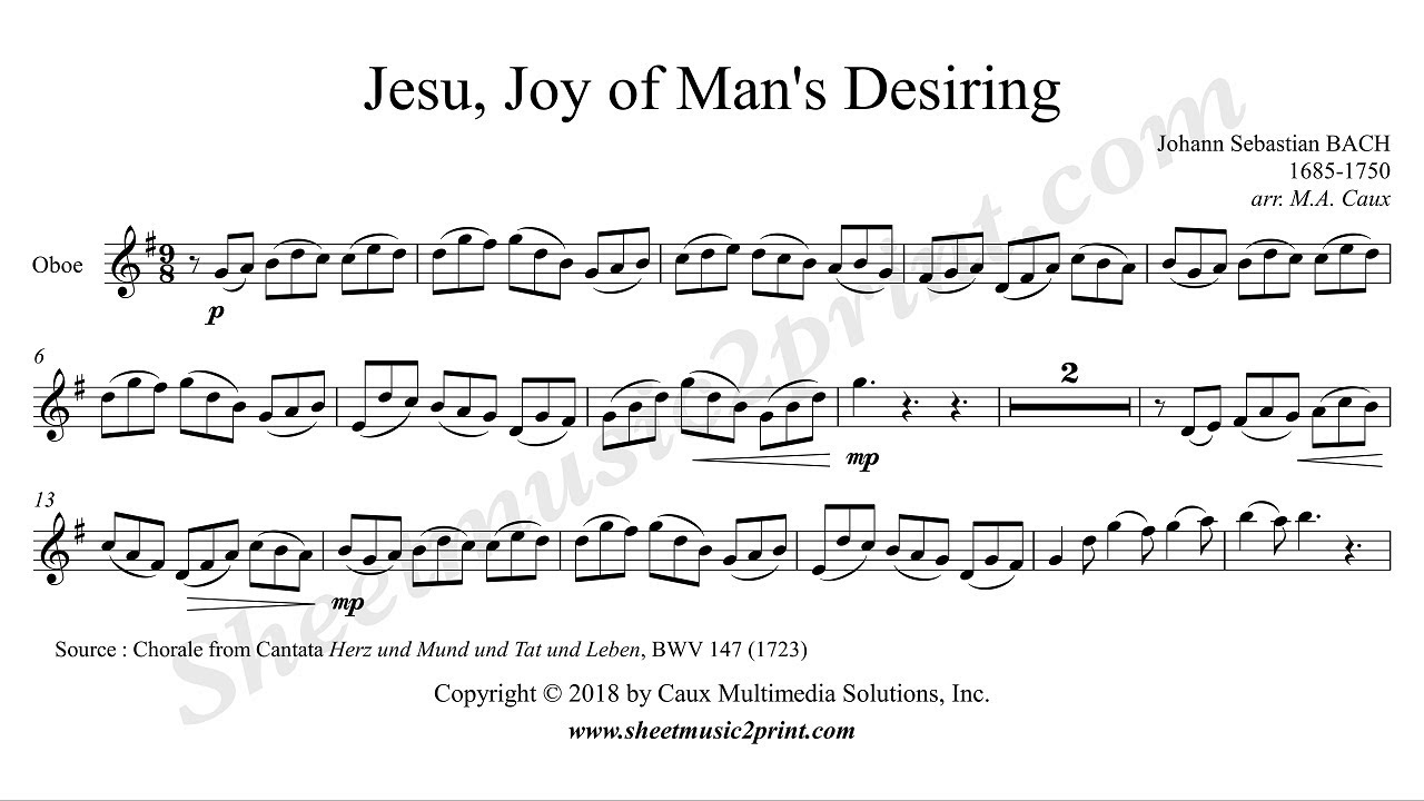 Jesu, Joy of Man's Desiring - Oboe