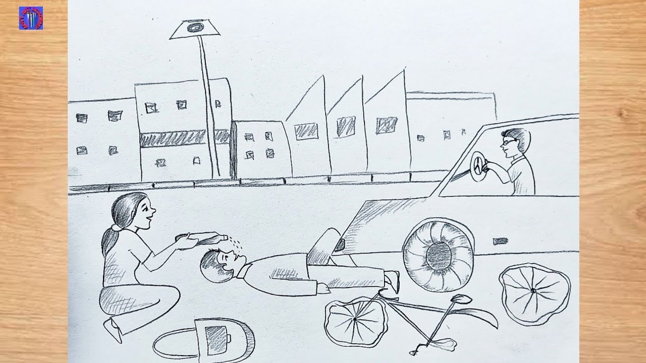 Car accident drawing || how to draw car accident easy