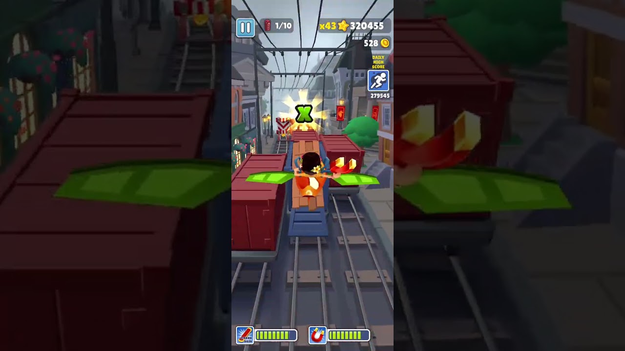 Subway gaming with flying skate board