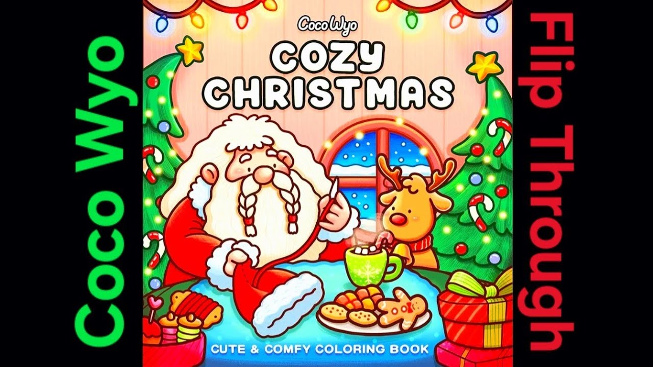Cozy Christmas Coloring Book for Adults by Coco Wyo Flip Through