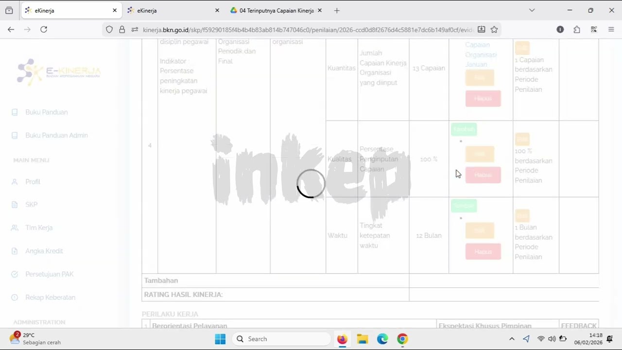 Cara Isi Penilaian SKP 2026 untuk Bulan Januari di Ekinerja BKN