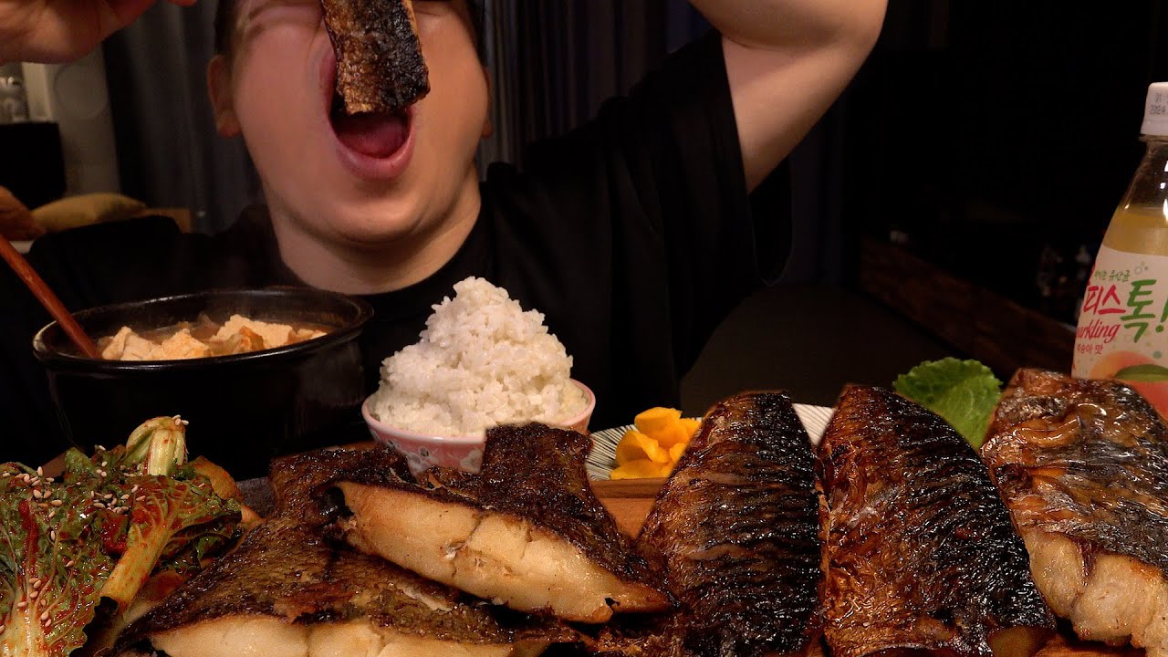 ASMR Mukbang 먹방창배 갓지은 흰쌀밥에 생선구이 고등어 삼치 가자미 한식 맛집 대박 레전드 먹방 baked fish Legend kfood eatingshow realso