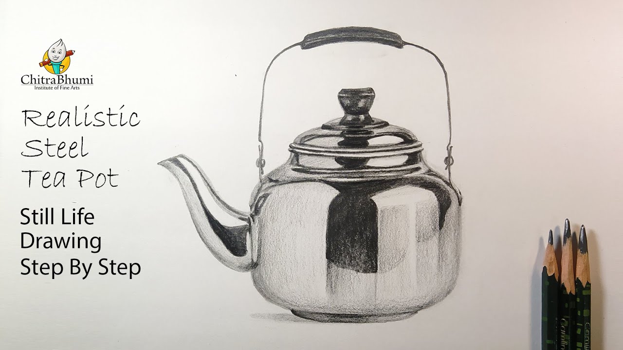 How to Draw Tea Pot | Steel Realistic Drawing with Pencil Shading | Step by Step | Art Video