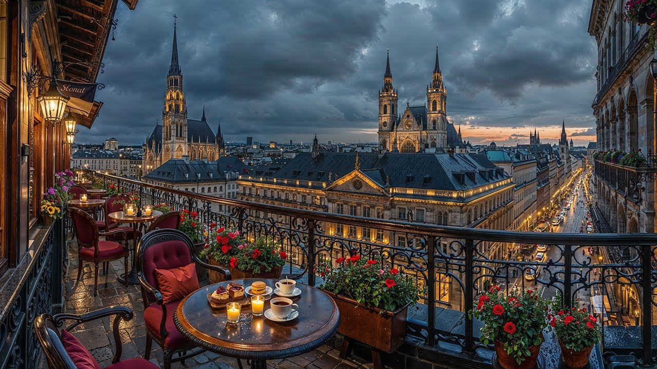Balcony Jazz Evening in Vienna | Smooth Jazz Music for Study, Work & Peaceful Nights