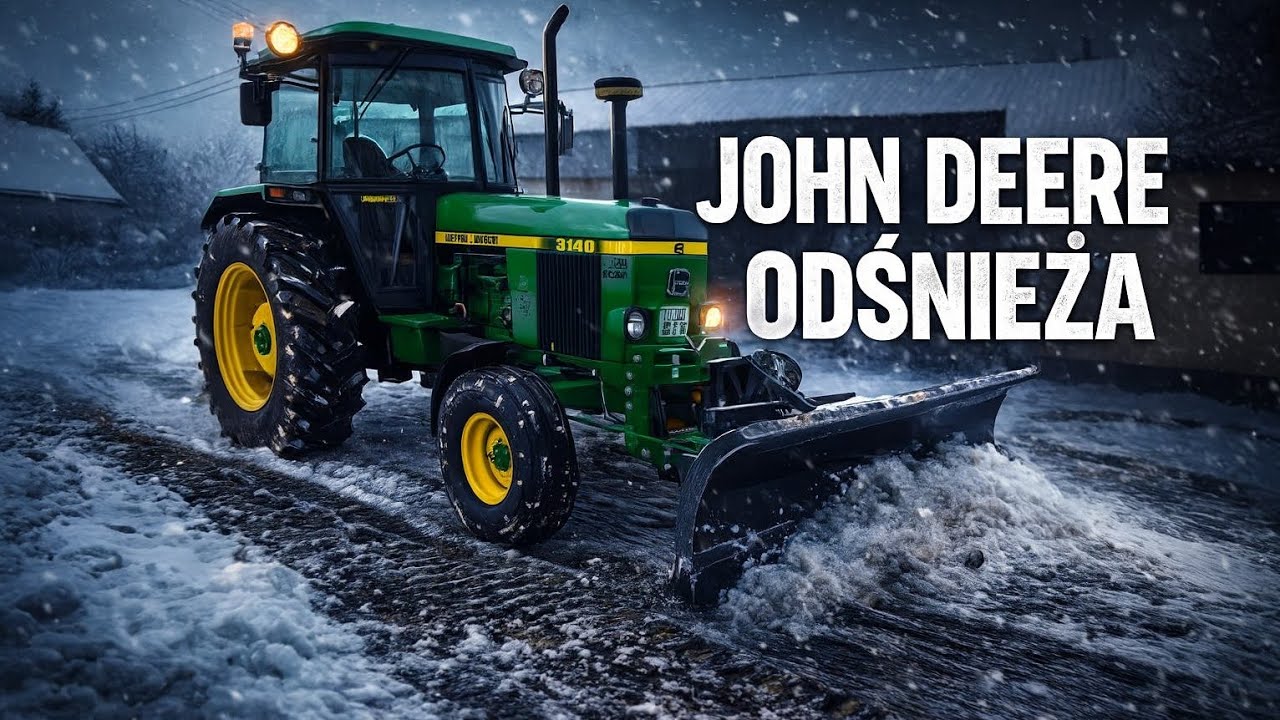 Nadeszła lekka zima /john deere 3140 w akcji odśnieżania/szybka robota 