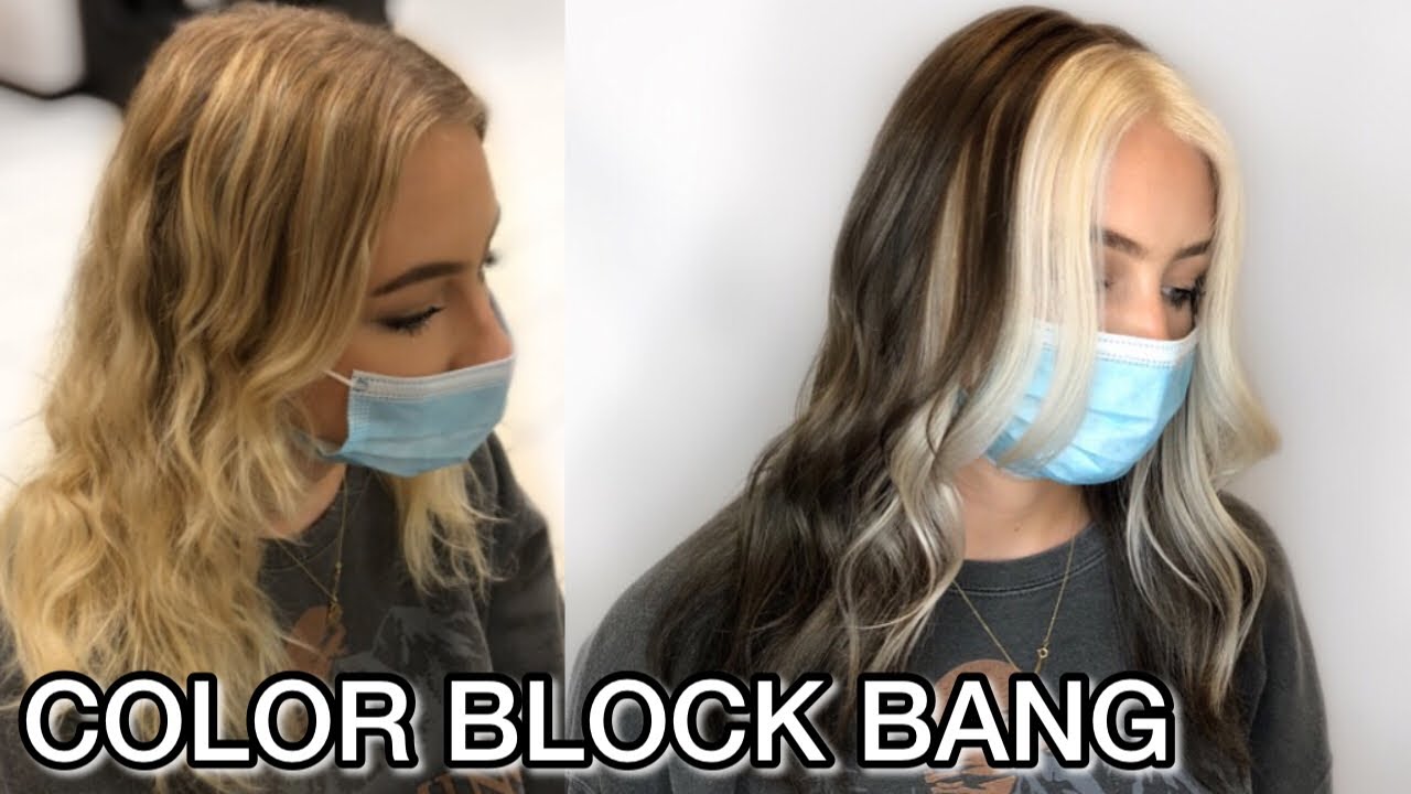COLOR BLOCK BANG Haircolor Transformation | How to Color Block Hair | Blonde Bangs Tutorial