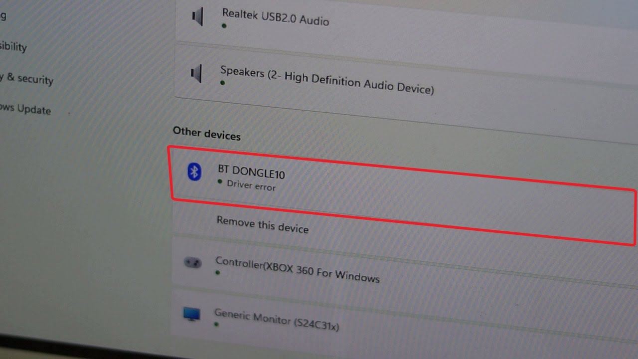 Исправление ошибки драйвера BT Dongle. Адаптер Bluetooth не работает.