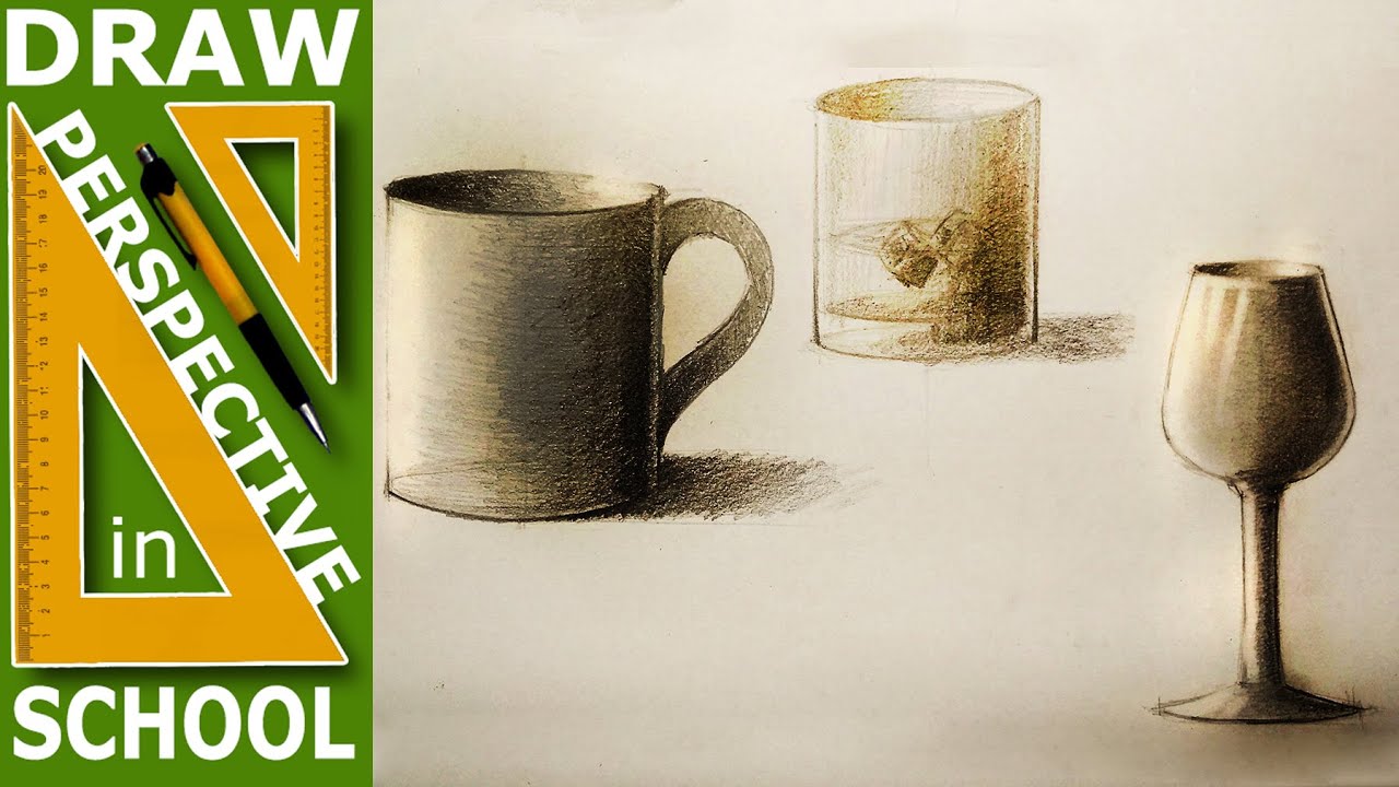 How to draw: Cylindrical object draw 1. - glass