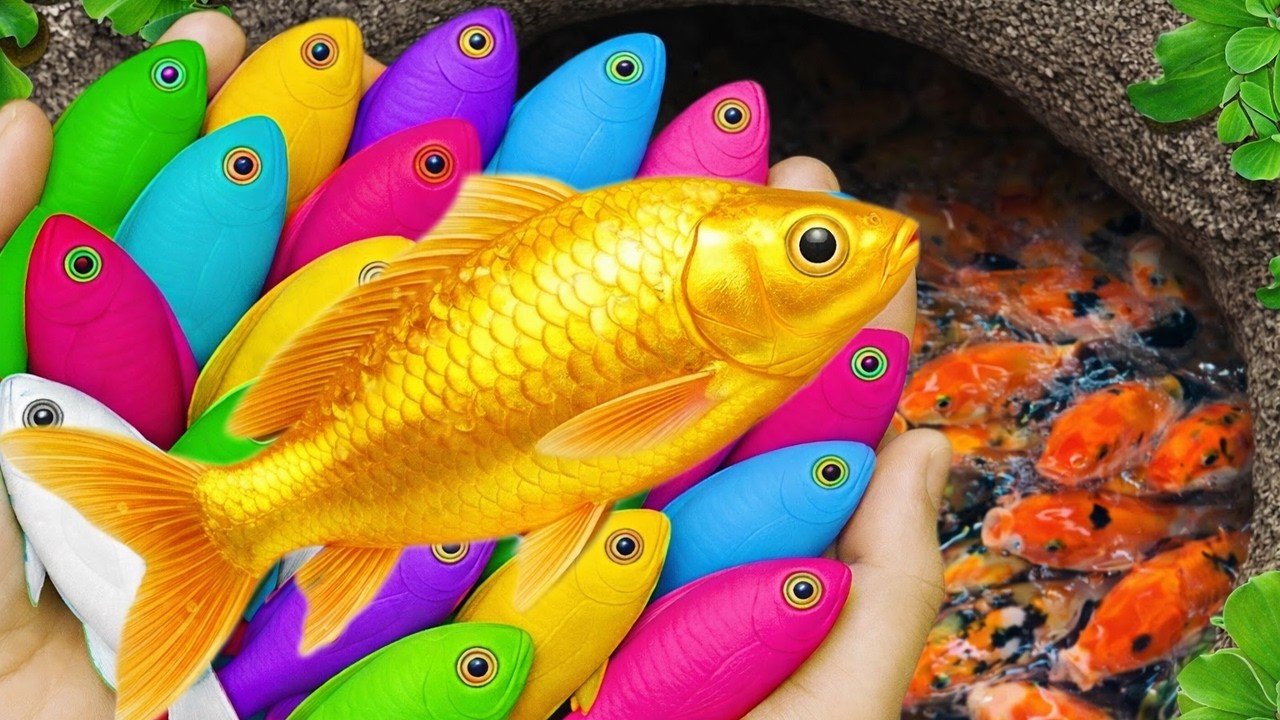 Catch beautiful aquarium fish in small pond baby turtles, molly fish, rat fish, blu guppies, spider.