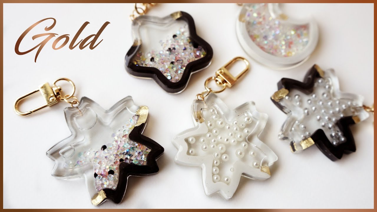 [레진아트]💎럭셔리 금박 워터 쉐이커 키링 만들기 (feat. 미카레진) / Gold Leaf Resin Shaker key ring