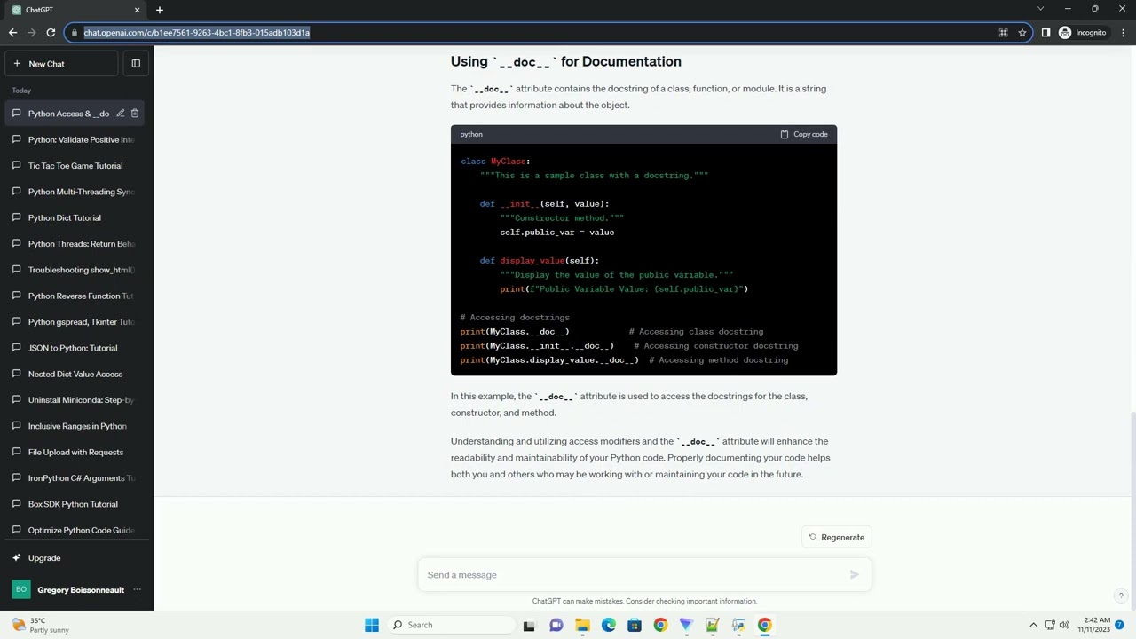 How to work with access modifiers in python doc