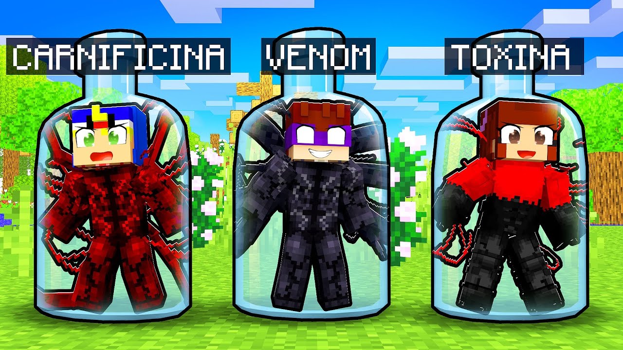 PRESO em UMA GARRAFA como SIMBIONTES no Minecraft!! (Venom,Toxina,Carnage)