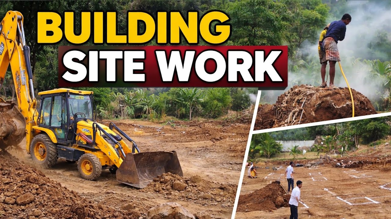 Column Marking|Excavation Using JCB | Building Foundation Work#column #marking #construction #shorts