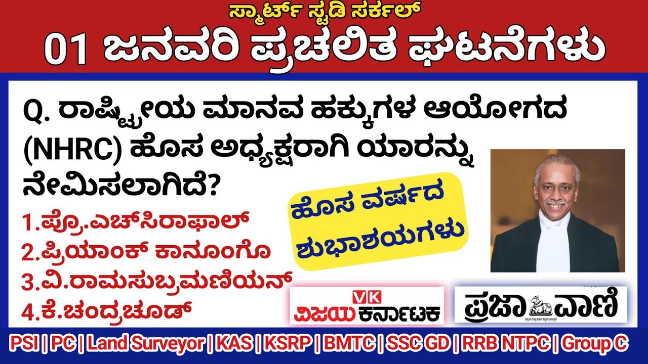 January 1 Daily Current Affairs in Kannada 2025 | ಜನವರಿ 2025 ಪ್ರಚಲಿತ ಘಟನೆಗಳು|PC, PSI, KAS, KSRP, TET
