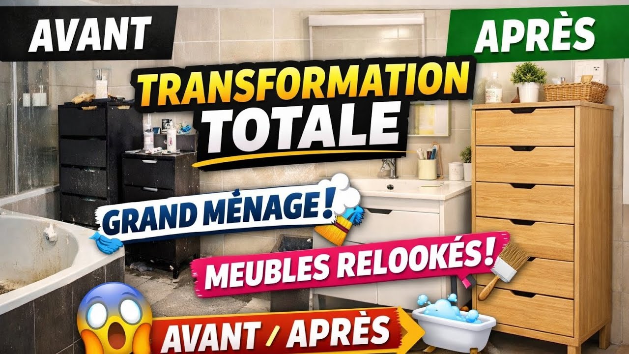 TRANSFORMATION TOTALE de ma salle de bain 😱🛁 | Grand ménage + meubles relookés (avant/après)